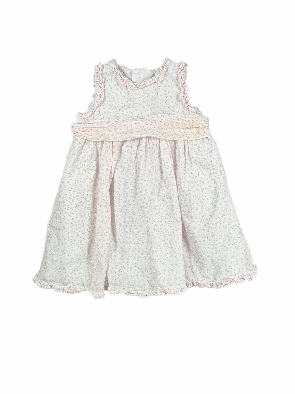 LULI & ME Swiss Dot Back Bow Dress with Pink Floral Print - 12M